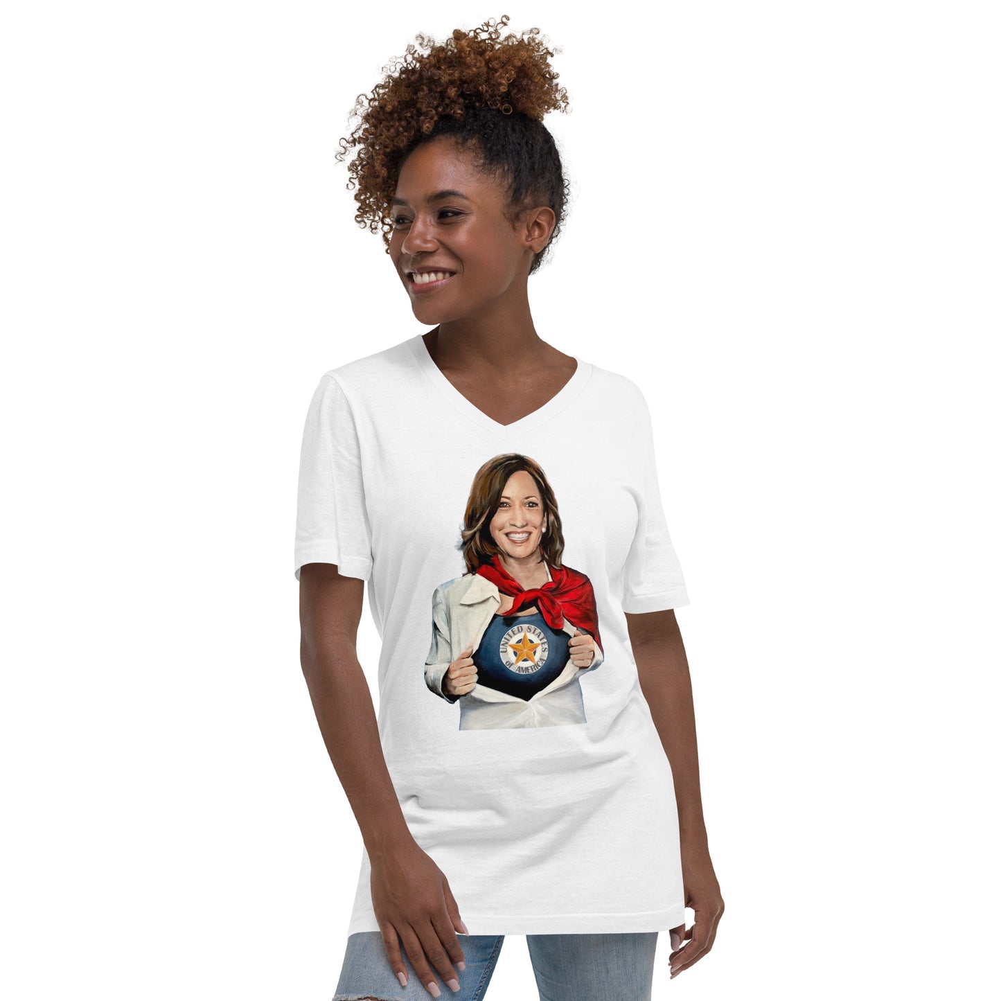 Kamala Harris USA Unisex Short Sleeve V-Neck T-Shirt