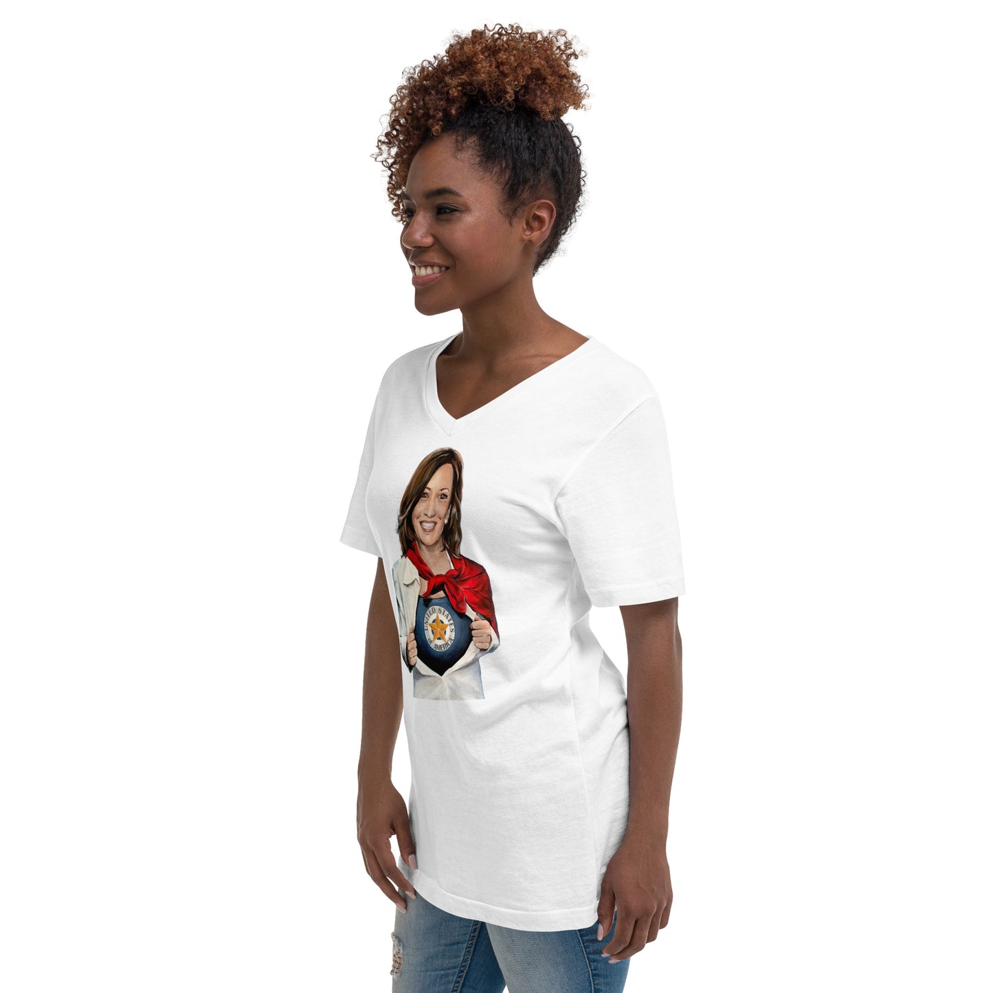 Kamala Harris USA Unisex Short Sleeve V-Neck T-Shirt